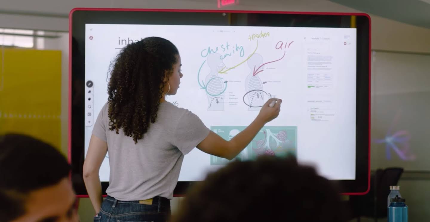 Faculty member using the Google Jamboard